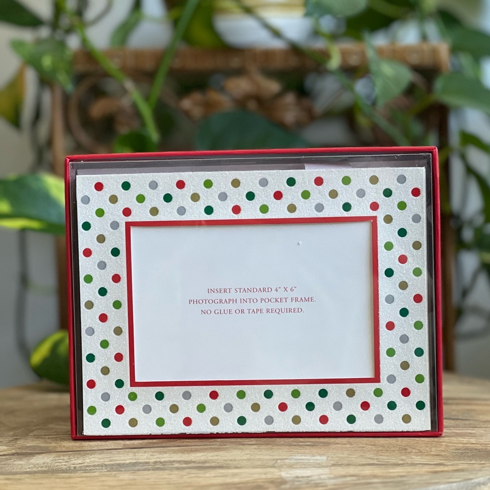 Photo Frame Christmas Cards Glitter Polkadot Box of 15